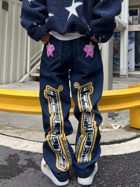 men's jeans men's letter star print y2k jeans american style hip hop high waist loose layered straight zipper fashion pants trend, Blue
men's jeans men's letter star print y2k jeans american style hip hop high waist loose layered straight zipper fashion pants trend, Blue