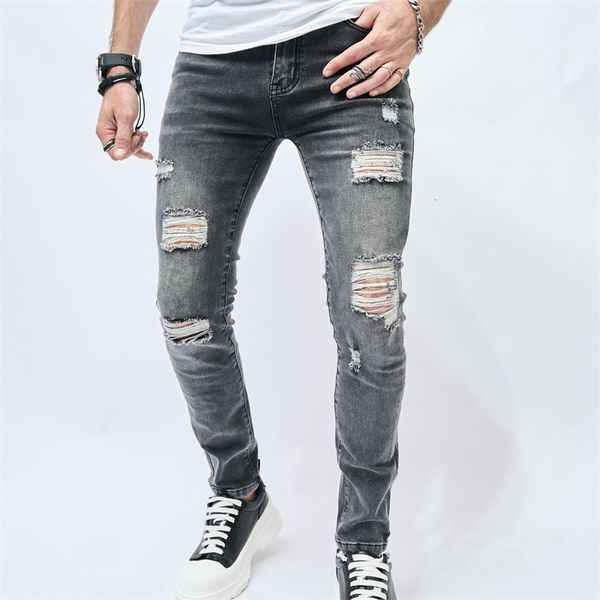 men's jeans spring autumn 2023 mens holes elastic slim denim pants male fashion large size trousers 230810, Blue
men's jeans spring autumn 2023 mens holes elastic slim denim pants male fashion large size trousers 230810, Blue