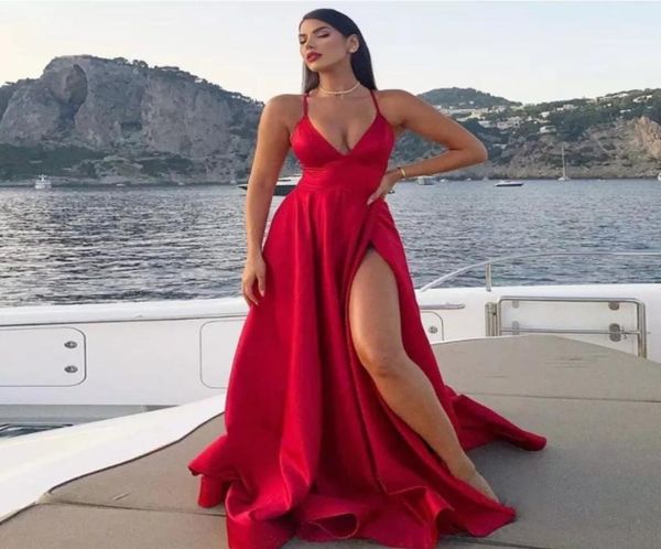 spaghetti straps long evening dresses side slit sweep train laceup back satin formal prom party gowns plus size6506815, Black;red
spaghetti straps long evening dresses side slit sweep train laceup back satin formal prom party gowns plus size6506815, Black;red