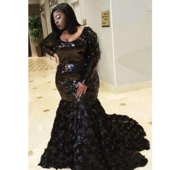 black sequins mermaid evening dresses scoop neck with hand made flowers long sleeve plus size prom gowns robe de soiree8908112, Black;red
black sequins mermaid evening dresses scoop neck with hand made flowers long sleeve plus size prom gowns robe de soiree8908112, Black;red