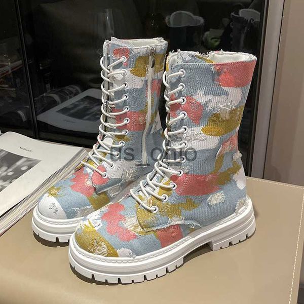 boots mix color chunky platform boots women 2023 autumn y2k lace up denim mid calf boots woman korean style thick bottom botas shoes j230811, Black
boots mix color chunky platform boots women 2023 autumn y2k lace up denim mid calf boots woman korean style thick bottom botas shoes j230811, Black