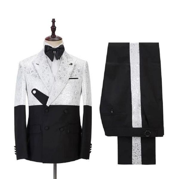 men's suits & blazers 2022 unique design white pattern costume homme mens 2 pcs groomsmen wedding tuxedos terno masculino sli302j, White;black
men's suits & blazers 2022 unique design white pattern costume homme mens 2 pcs groomsmen wedding tuxedos terno masculino sli302j, White;black