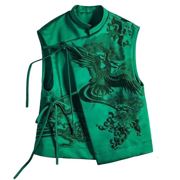men's hoodies sweatshirts outerwear retro heavy white stork embroidery green lace chinese vest jacket female 2023 spring and summer sty, Black
men's hoodies sweatshirts outerwear retro heavy white stork embroidery green lace chinese vest jacket female 2023 spring and summer sty, Black