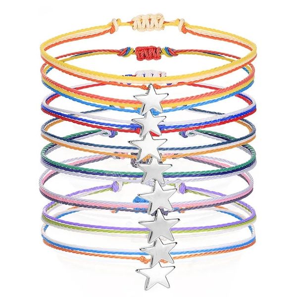 bohemian style star pendant bracelets for women hand-woven wax thread braided bracelets summer beach jewelry, Golden;silver
bohemian style star pendant bracelets for women hand-woven wax thread braided bracelets summer beach jewelry, Golden;silver