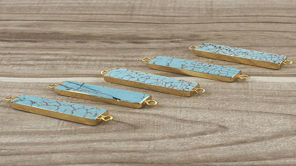 natural rectangle turquoise connector pendant with double bail gold edged plated blue turquoise bar connectors jewelry jf18032255012, Silver
natural rectangle turquoise connector pendant with double bail gold edged plated blue turquoise bar connectors jewelry jf18032255012, Silver