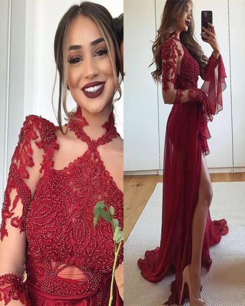 halter long sleeves prom dresses with beaded lace applique cocktail party gowns side split chiffon a line bride dress5329315, Black
halter long sleeves prom dresses with beaded lace applique cocktail party gowns side split chiffon a line bride dress5329315, Black