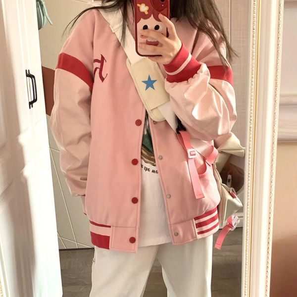 womens jackets vintage y2k pink bomber jacket women korean fashion streetwear oversized embroidery track varsity college loose 230810, Black;brown
womens jackets vintage y2k pink bomber jacket women korean fashion streetwear oversized embroidery track varsity college loose 230810, Black;brown