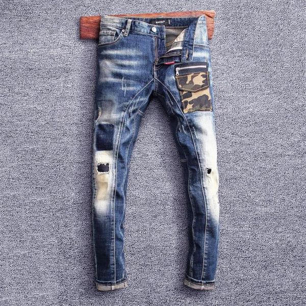 men's jeans street style fashion men retro blue elastic slim fit ripped biker camouflage pocket designer hip hop denim pants302a
men's jeans street style fashion men retro blue elastic slim fit ripped biker camouflage pocket designer hip hop denim pants302a