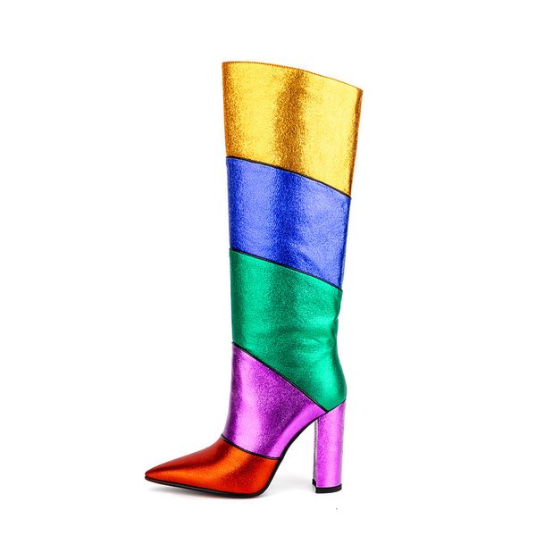 boots rainbow slipon women high knee pointed toe square heel fashion show novelty quality designer shoes 230810, Black
boots rainbow slipon women high knee pointed toe square heel fashion show novelty quality designer shoes 230810, Black