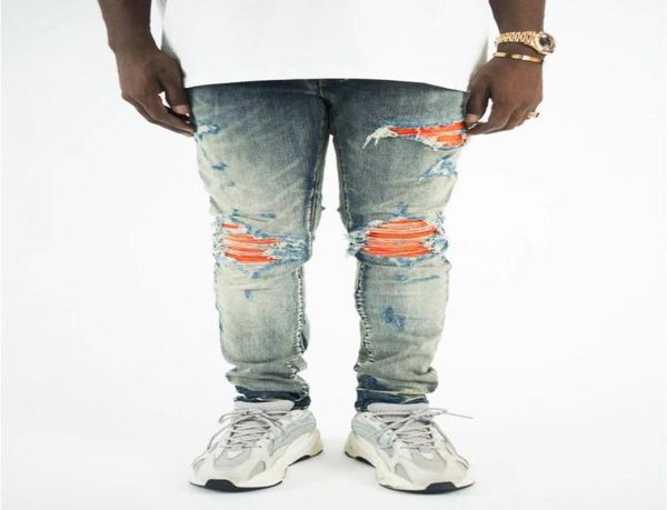 mens jeans new light blue european and american fashion tide brand high street patchwork leather appliques hole slim straight casu9049092
mens jeans new light blue european and american fashion tide brand high street patchwork leather appliques hole slim straight casu9049092