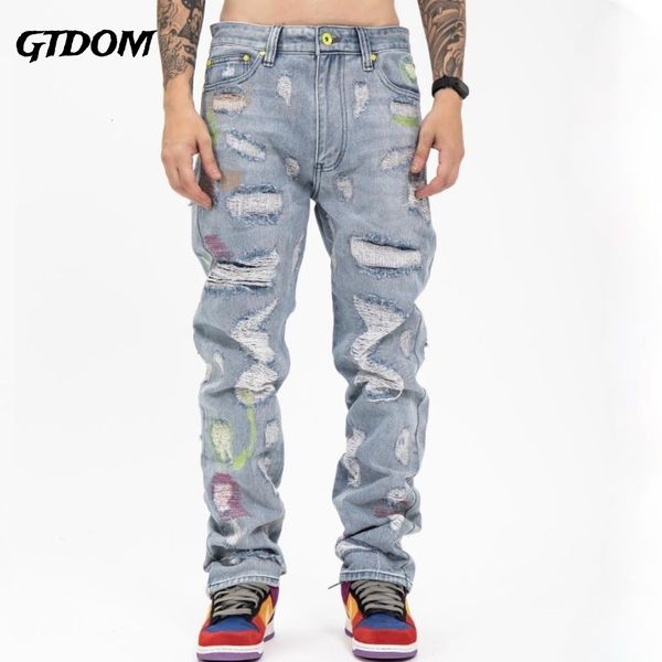 men's jeans gtdom autumn high street european embroidery holes go with vintage pants fashion couple 230810, Blue
men's jeans gtdom autumn high street european embroidery holes go with vintage pants fashion couple 230810, Blue