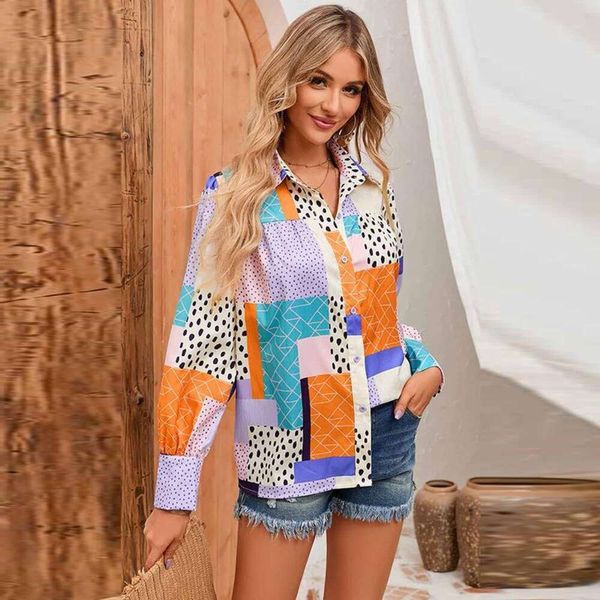 multi color printed shirt with design sense womens early autumn style long sleeved blouse for wear, White
multi color printed shirt with design sense womens early autumn style long sleeved blouse for wear, White