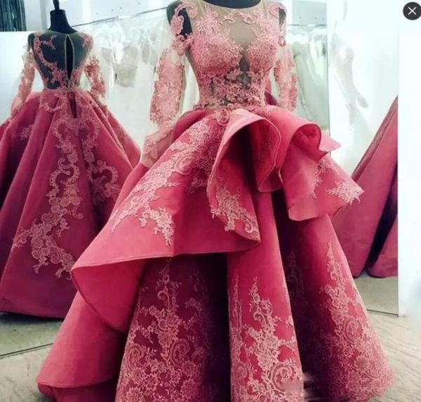 sheer neck lace appliques prom dresses with illusion long sleeves satin peplum zipper back evening gowns high low arabic formal pa6052248, Black
sheer neck lace appliques prom dresses with illusion long sleeves satin peplum zipper back evening gowns high low arabic formal pa6052248, Black