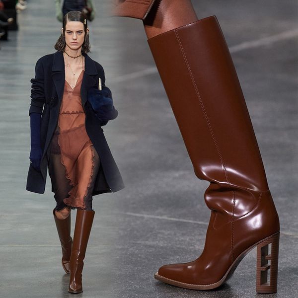 boot knee high boots 95cm wood grain strange heel block heels long for woman brown t show shoes 230810, Black
boot knee high boots 95cm wood grain strange heel block heels long for woman brown t show shoes 230810, Black
