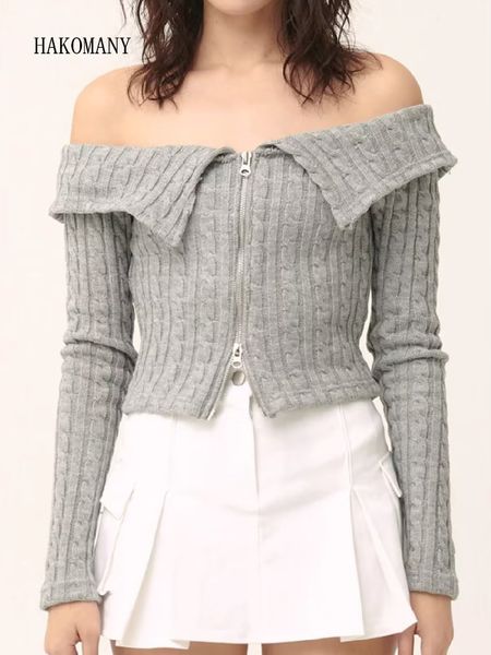 womens sweaters women full sleeve slim stretch knitwear short jumper autumn winter twist knitted off the shoulder double zipper cardigan 230, White;black
womens sweaters women full sleeve slim stretch knitwear short jumper autumn winter twist knitted off the shoulder double zipper cardigan 230, White;black