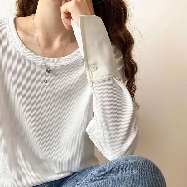 spring and autumn white t shirt womens mid length stitching sleeves cotton loose long sleeved bottom top
spring and autumn white t shirt womens mid length stitching sleeves cotton loose long sleeved bottom top