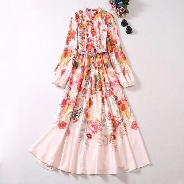 european and american women's clothing 2023 autumn new stand collar long sleeve pink flower print fashion pleated dress belt xxl, Black;gray
european and american women's clothing 2023 autumn new stand collar long sleeve pink flower print fashion pleated dress belt xxl, Black;gray