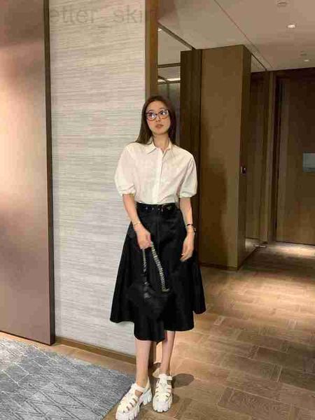 women's two piece pants designer p23 early autumn new workwear style dark pattern watermark letter decoration design short sleeve shirt, White
women's two piece pants designer p23 early autumn new workwear style dark pattern watermark letter decoration design short sleeve shirt, White