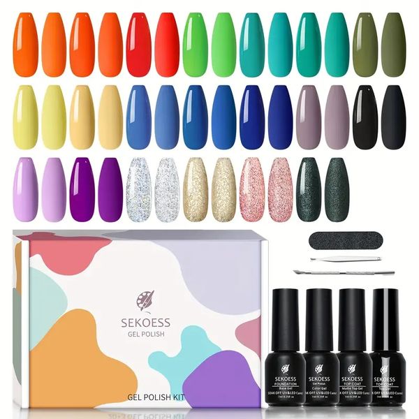 23-piece gel nail polish set - 23 popular colors, uv led soak off nail gel kit with glossy & matte coat
23-piece gel nail polish set - 23 popular colors, uv led soak off nail gel kit with glossy & matte coat