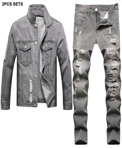 solid color tracksuits gray vintage men039s sets ripped hole 2pcs jeans set for men side slit pocket casual loose denim jacket 4314402
solid color tracksuits gray vintage men039s sets ripped hole 2pcs jeans set for men side slit pocket casual loose denim jacket 4314402