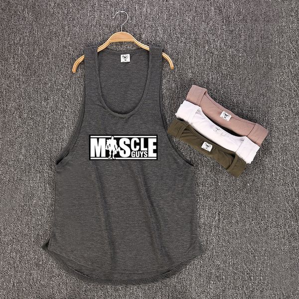 men' tank muscleguys brand bodybuilding sleeveless shirt mens gyms tank low cut vest muscle fitness stringer sportwear undershirt 230, White;black
men' tank muscleguys brand bodybuilding sleeveless shirt mens gyms tank low cut vest muscle fitness stringer sportwear undershirt 230, White;black