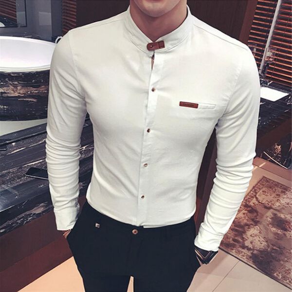 2018 men fashion spring autumnshirts long sleeve solid casual black white slim fit clothing fashion color collarless shirt2359, White;black
2018 men fashion spring autumnshirts long sleeve solid casual black white slim fit clothing fashion color collarless shirt2359, White;black