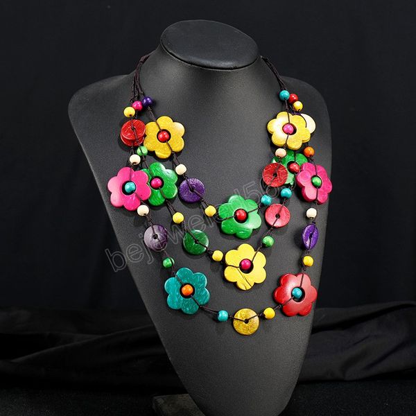 bohemian colorful wooden beads necklace ethnic style multi-layer flower beads tassel pendant necklaces clothes accessories, Silver
bohemian colorful wooden beads necklace ethnic style multi-layer flower beads tassel pendant necklaces clothes accessories, Silver
