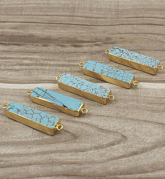 natural rectangle turquoise connector pendant with double bail gold edged plated blue turquoise bar connectors jewelry jf18032950121, Silver
natural rectangle turquoise connector pendant with double bail gold edged plated blue turquoise bar connectors jewelry jf18032950121, Silver