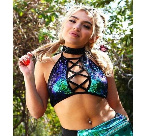 holographic green cutout criss cross halter rave crop women shiny laceup backless sequin tank festival clothing 2103122763720, Black
holographic green cutout criss cross halter rave crop women shiny laceup backless sequin tank festival clothing 2103122763720, Black