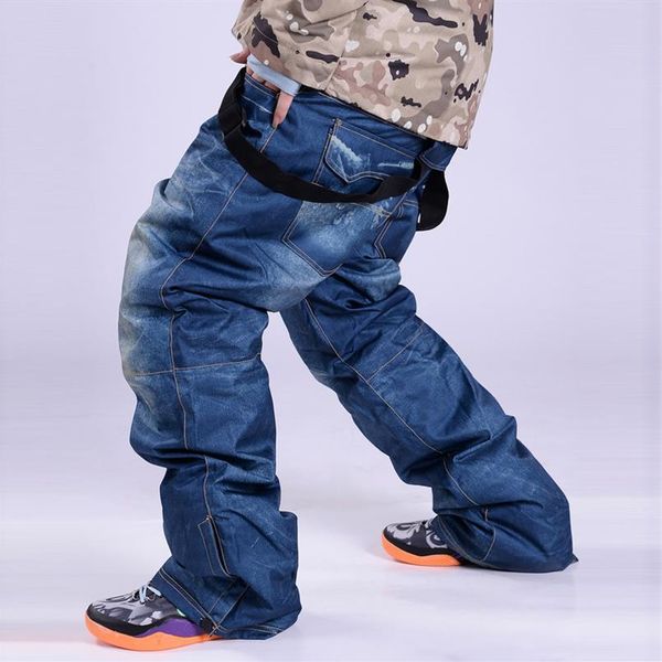 men's jeans denim snowboard pants winter suspenders ski skate snow board waterproof windproof warm thickened skiing203z, Blue
men's jeans denim snowboard pants winter suspenders ski skate snow board waterproof windproof warm thickened skiing203z, Blue