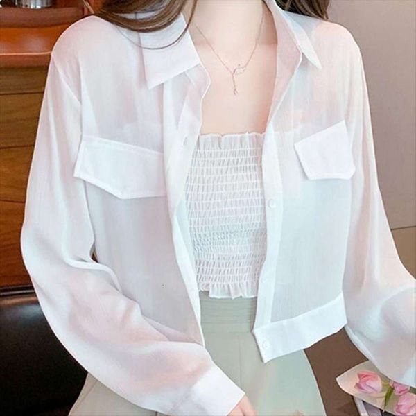 summer long sleeved shirt thin age reduction sunscreen womens slightly penetrating loose fashion t, White
summer long sleeved shirt thin age reduction sunscreen womens slightly penetrating loose fashion t, White