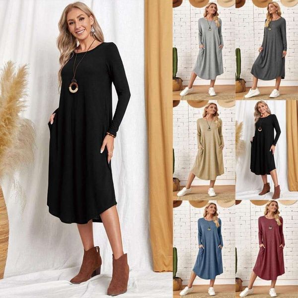 item autumn and winter womens dress pure color casual long sleeve curved hems loose, Black;gray
item autumn and winter womens dress pure color casual long sleeve curved hems loose, Black;gray