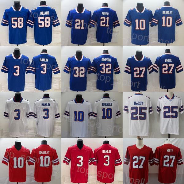 men football 27 tredavious white jersey 3 damar hamlin 10 khalil shakir 21 poyer 58 matt milano 32 oj simpson blue red white team color all, Black;red
men football 27 tredavious white jersey 3 damar hamlin 10 khalil shakir 21 poyer 58 matt milano 32 oj simpson blue red white team color all, Black;red