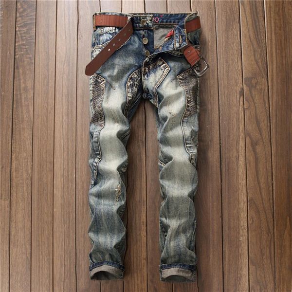 retro blue men's jeans spring trendy stitching biker pants pantalones para hombre vaqueros218r
retro blue men's jeans spring trendy stitching biker pants pantalones para hombre vaqueros218r