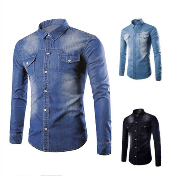 new black jeans shirt men autumn fashion double pocket demin shirt casua slim fit shirts chemise homme marque294a, White;black
new black jeans shirt men autumn fashion double pocket demin shirt casua slim fit shirts chemise homme marque294a, White;black