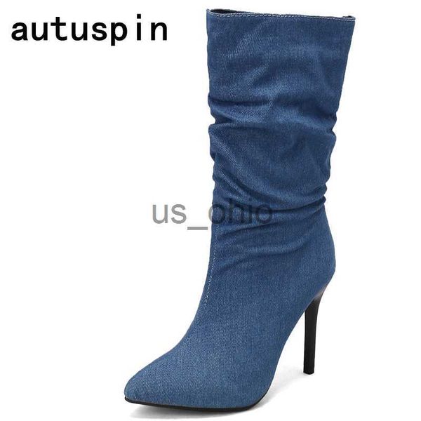 boots autuspin 10cm high thin heels office ladies fashion denim mid calf boots women party wedding shoes woman autumn winter 2023 j230811, Black
boots autuspin 10cm high thin heels office ladies fashion denim mid calf boots women party wedding shoes woman autumn winter 2023 j230811, Black