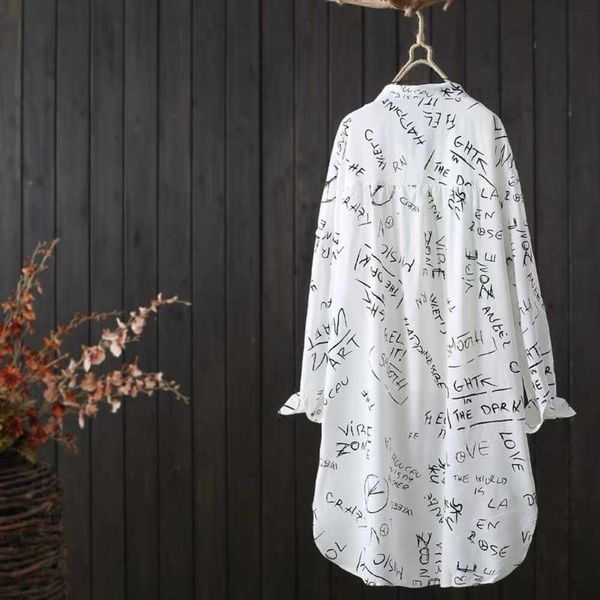 alphabet printed mid length long sleeved shirt womens summer dress casual loose cardigan sunblock clothes beach, White
alphabet printed mid length long sleeved shirt womens summer dress casual loose cardigan sunblock clothes beach, White
