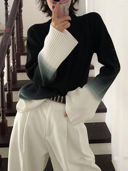 women's sweaters fashion knitting sweater for women contrast color turtleneck long sleeves high street pullovers 2023 autumn, White;black
women's sweaters fashion knitting sweater for women contrast color turtleneck long sleeves high street pullovers 2023 autumn, White;black