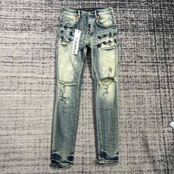 purple brand designer men's anti aging slim fitting hole casual jeans old hand painted ink splashing water wash spray paint effect, Blue
purple brand designer men's anti aging slim fitting hole casual jeans old hand painted ink splashing water wash spray paint effect, Blue