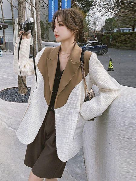 women's suits oversized jacket splicing double breasted suit jackets spring/autumn casual high street office lady blazers, White;black
women's suits oversized jacket splicing double breasted suit jackets spring/autumn casual high street office lady blazers, White;black