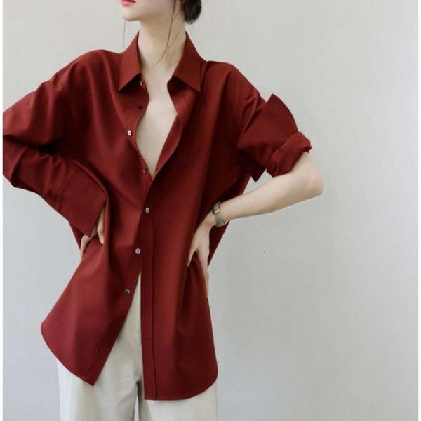 high grade carmine loose white shirt for women long sleeved oversize slightly warm dull anti wrinkle spring and
high grade carmine loose white shirt for women long sleeved oversize slightly warm dull anti wrinkle spring and