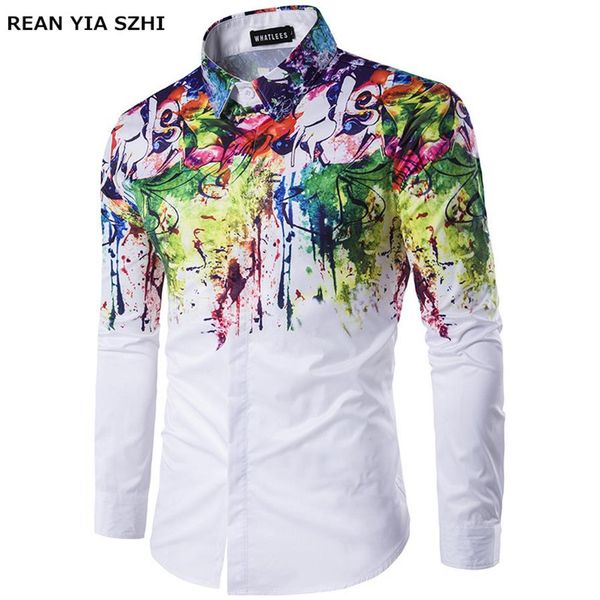 2018 men fashion men shirt pattern design long sleeve paint color print slim fit casual shirt size -3xl316g, White;black
2018 men fashion men shirt pattern design long sleeve paint color print slim fit casual shirt size -3xl316g, White;black