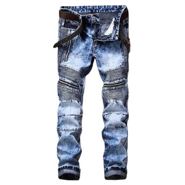 men's jeans new men's jeans foreign trade europe and the united states slim straight tube fold zipper locomotive snow ri211j, Blue
men's jeans new men's jeans foreign trade europe and the united states slim straight tube fold zipper locomotive snow ri211j, Blue