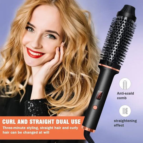 1pc 3-in-1 ceramic curling iron brush - heated hair curling comb with straightener and curl wand for smooth and shiny hair styling
1pc 3-in-1 ceramic curling iron brush - heated hair curling comb with straightener and curl wand for smooth and shiny hair styling