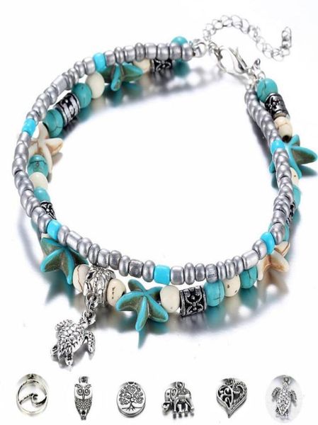 double anklet conch starfish rice bead yoga beach turtle pendant anklet bracelet gd5435162374, Red;blue
double anklet conch starfish rice bead yoga beach turtle pendant anklet bracelet gd5435162374, Red;blue