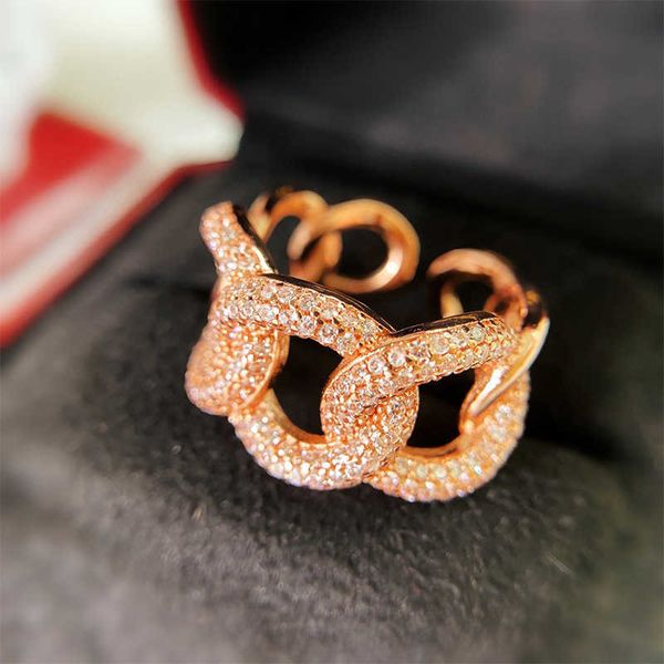 

Luxury Tiff fashion brand jewelry Copper Plated Gold Accessories Fashion Street Shoot Set with Diamonds Hollow Open Ring Personalized Design Chain quality