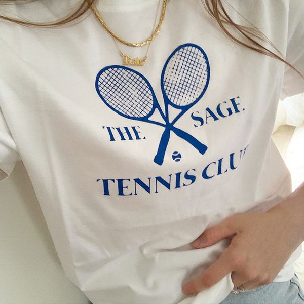 women's t shirt the sage tennis club american vintage style white shirts for women short sleeve loose cotton summer ins fashion tees 2
women's t shirt the sage tennis club american vintage style white shirts for women short sleeve loose cotton summer ins fashion tees 2