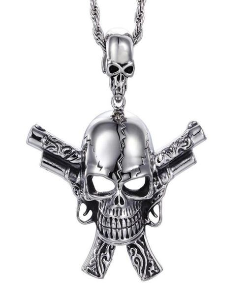large casting silver 316l stainless steel biker skeleton skull double pistol pendants gothic necklace men039s cool jewelry gift2004257749
large casting silver 316l stainless steel biker skeleton skull double pistol pendants gothic necklace men039s cool jewelry gift2004257749