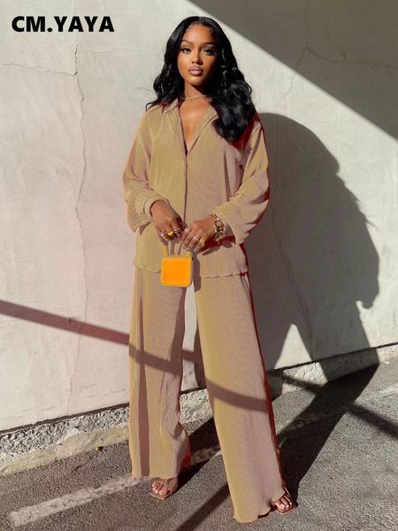 women's two piece pants cm.yaya women pleated set wide leg pants suit long sleeve shirt set straight trousers two 2 piece sets outfits, White
women's two piece pants cm.yaya women pleated set wide leg pants suit long sleeve shirt set straight trousers two 2 piece sets outfits, White