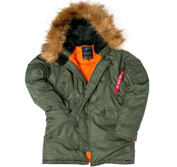 

winter down n3b puffer jacket men long canada coat fur hood warm trench camouflage tactical bomber army korean parka9057093, Black